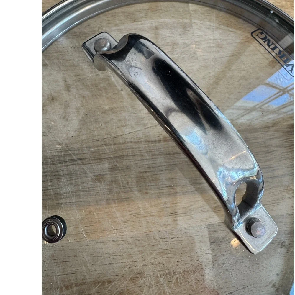 Viking 7.5 Inch Vented‎ Tempered Glass Replacement Lid Stainless Steel Handle